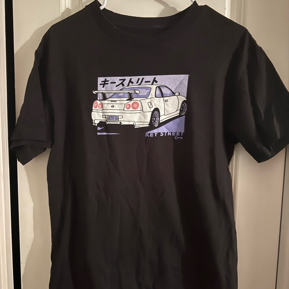 Black Graphic Tee with Car Design